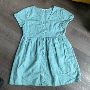 Madewell Linen-Blend Alexandra Button-Front Mini Dress